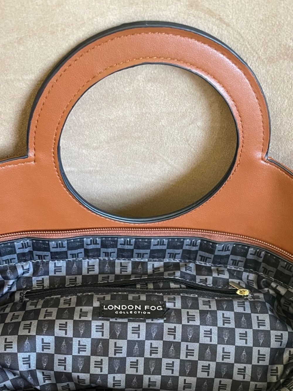 PRICE DROP! London Fog Collection Large Caramel Brown Tote Bag - Picture 8 of 14
